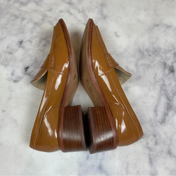 Vince Camuto Eckinti Pecan Patent Leather Block Heel Loafers - Picture 7 of 11
